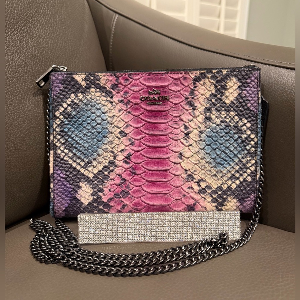 Coach, embossed python snake skin, double zip Cro… - image 7